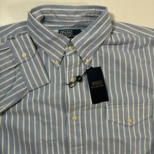 Polo Ralph Lauren Oxford Shirt 2XL Blue White Striped Classic Fit Vintage